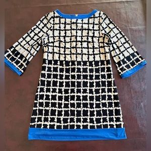 Eliza J Black and White Sheath Dress with Bell Sleeves